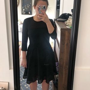 Fit and flare black formal dress - slit open back